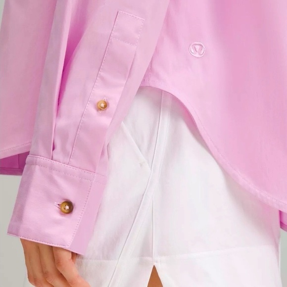 Lululemon Cotton Blend Poplin Button Down Shirt Vitapink Size Large NWT - Picture 4 of 14